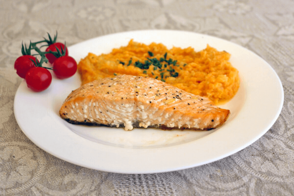 Saumon et purée patate douce